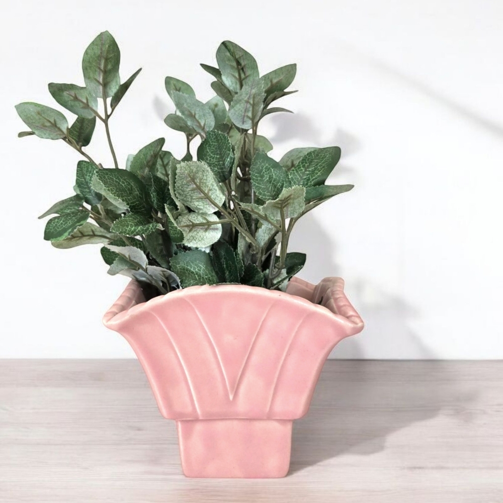 Pink Pottery Vase Planter, Midcentury Shabby Cottagecore Coquette, Baby Shower